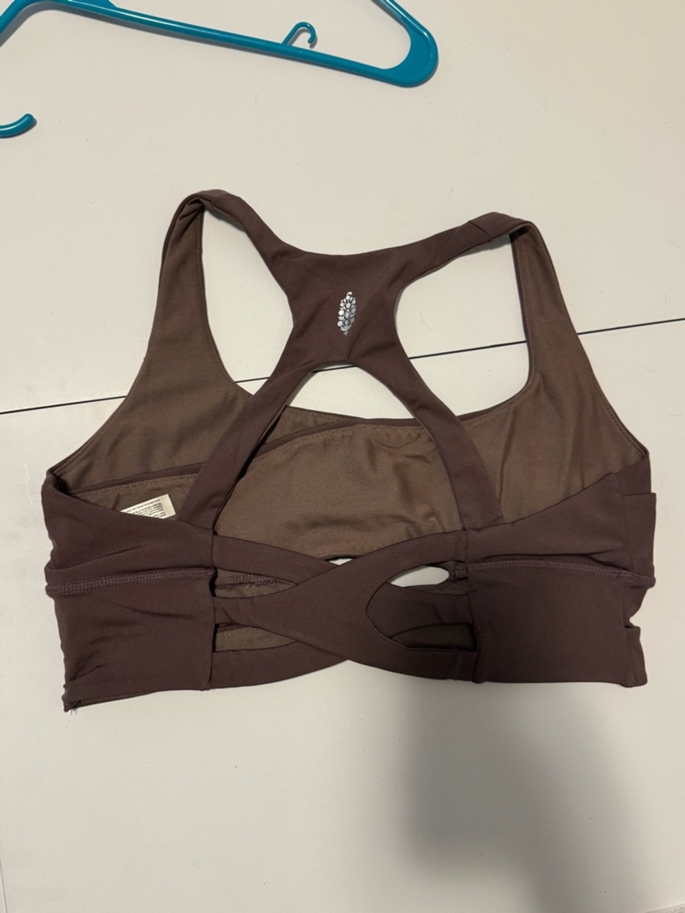 Free People Cocoa  Brown Racerback Cutout Sports Bra Size Large - Picture 4 of 6